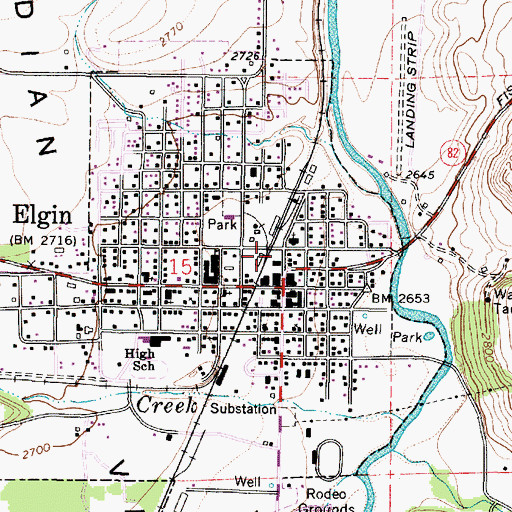 Topographic Map of Elgin City Hall, OR
