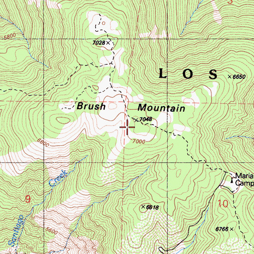 Topographic Map of Brush Mountain, CA