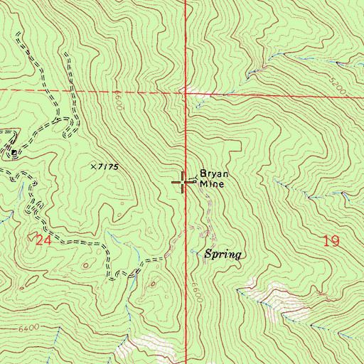 Topographic Map of Bryan Mine, CA