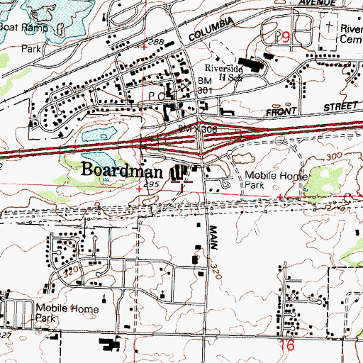 Topographic Map of Oregon Trail Library District Boardman Library, OR