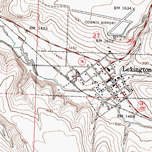 Topographic Map of Lexington City Hall, OR