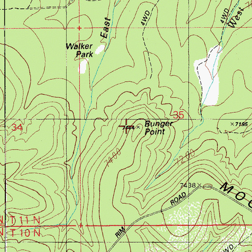 Topographic Map of Bunger Point, AZ