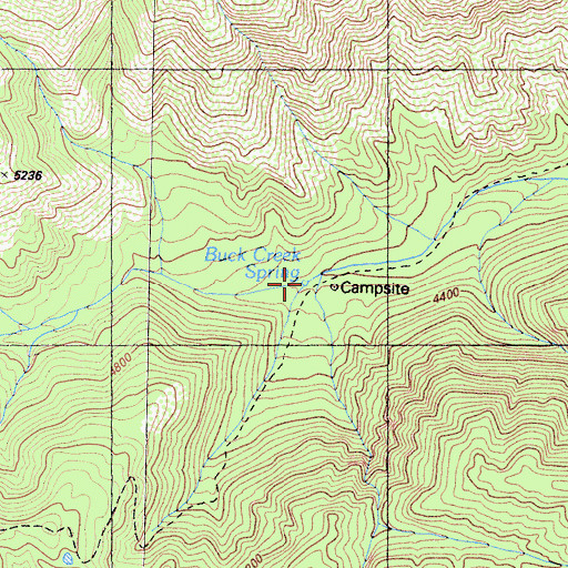 Topographic Map of Buck Creek Spring, CA