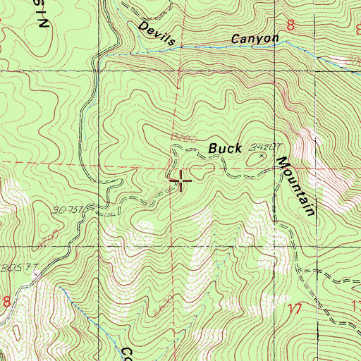 Topographic Map of Buck Mountain, CA