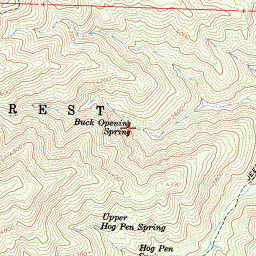 Topographic Map of Buck Opening Spring, CA