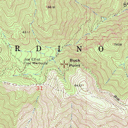 Topographic Map of Buck Point, CA