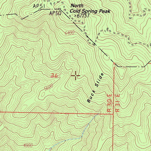 Topographic Map of Buck Slide, CA