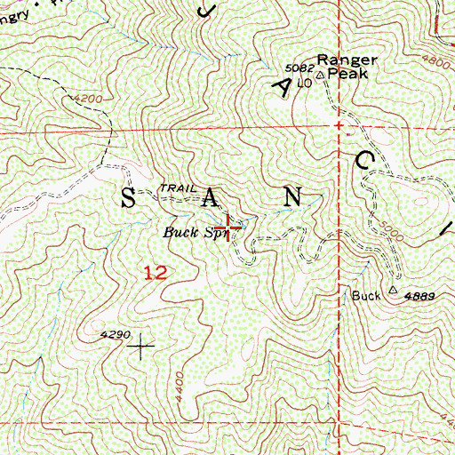 Topographic Map of Buck Spring, CA