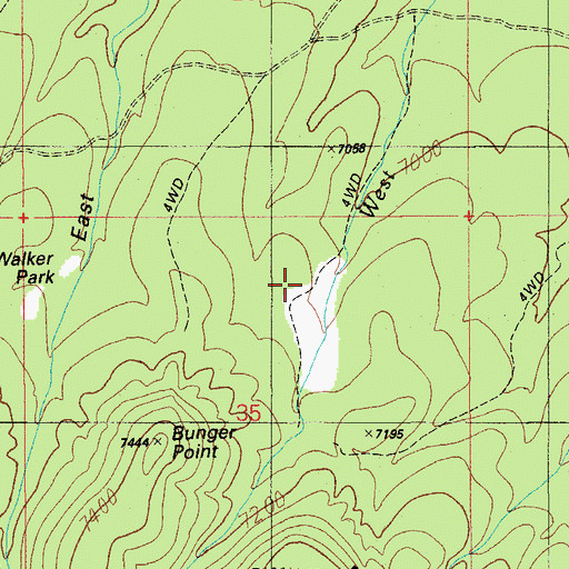 Topographic Map of Bunger Ranch, AZ