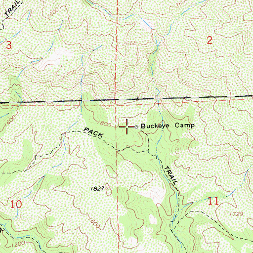 Topographic Map of Buckeye Camp, CA