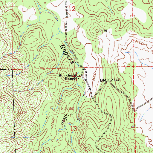Topographic Map of Buckhorn Ranch, CA