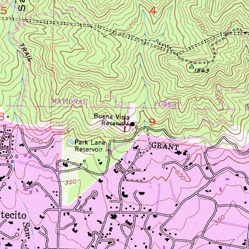 Topographic Map of Buena Vista Reservoir, CA