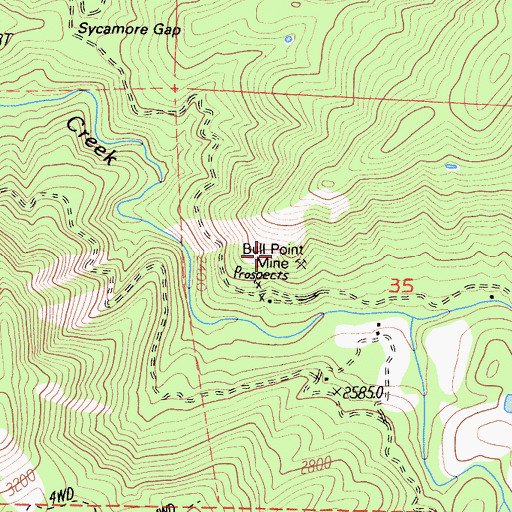 Topographic Map of Bull Point Mine, CA