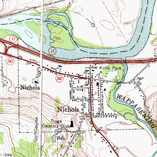 Topographic Map of Nichols Fire Department, NY