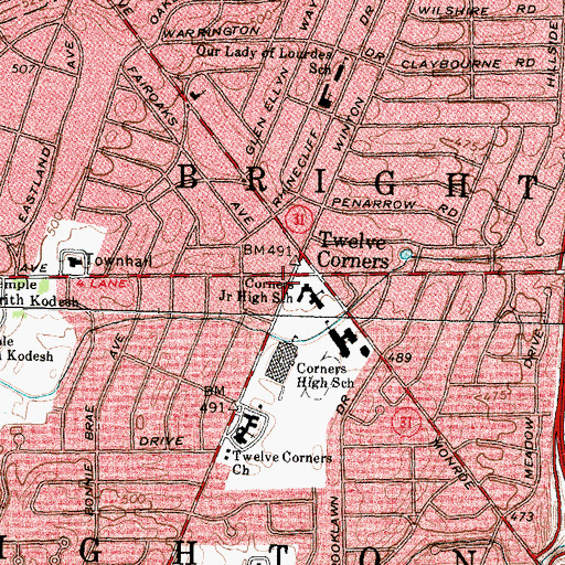 Topographic Map of Brighton Fire Department Station 2, NY