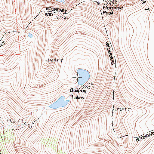 Topographic Map of Bullfrog Lakes, CA