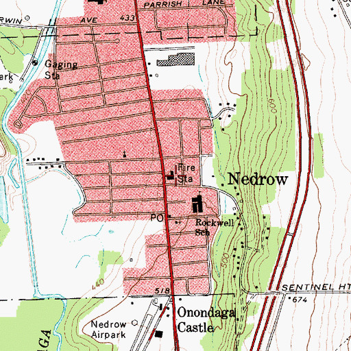 Topographic Map of Nedrow Fire Department, NY