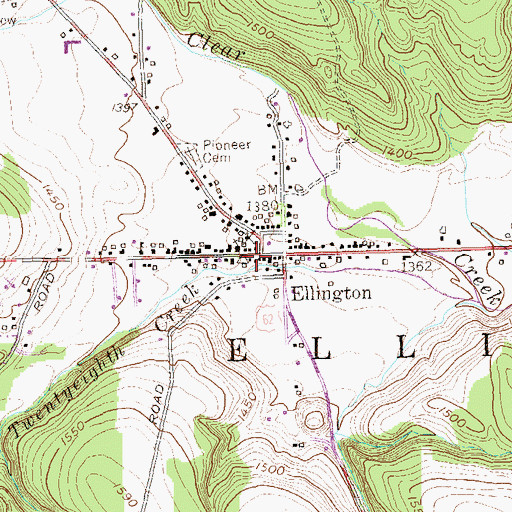 Topographic Map of Ellington Fire Department, NY