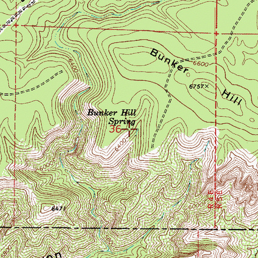 Topographic Map of Bunker Hill Spring, AZ