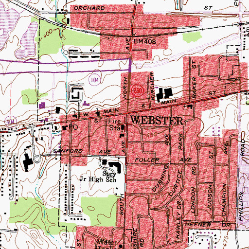 Topographic Map of Webster Volunteer Fire Department Enderlin Station 1, NY