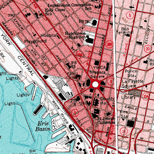 Topographic Map of Buffalo Fire Department, NY