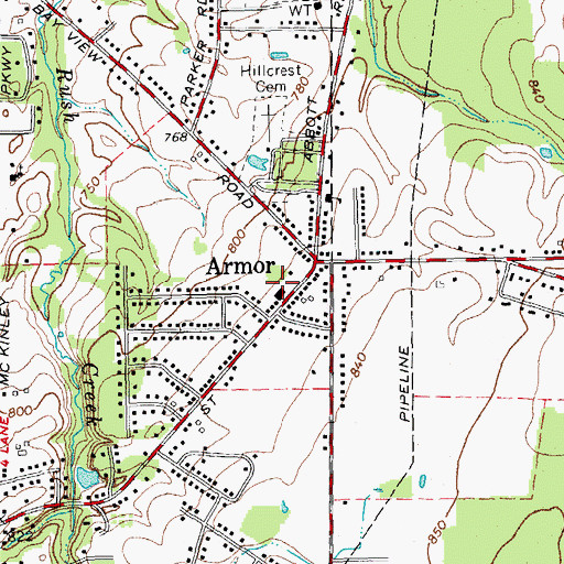 Topographic Map of Armor Volunteer Fire Company, NY
