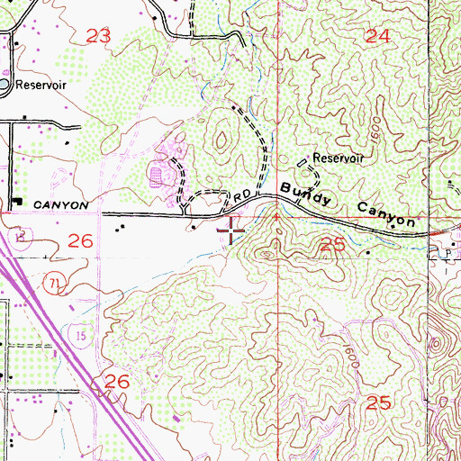 Topographic Map of Bundy Canyon, CA