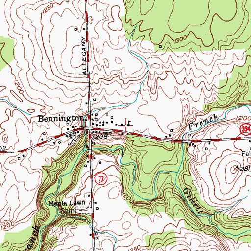 Topographic Map of Bennington Volunteer Fire Company, NY