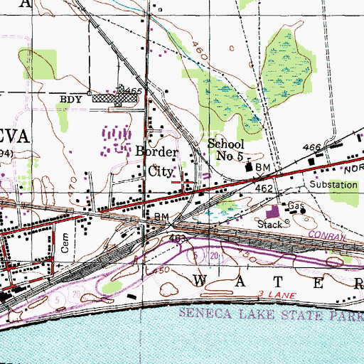 Topographic Map of Border City Hose Company Border City Station 1, NY
