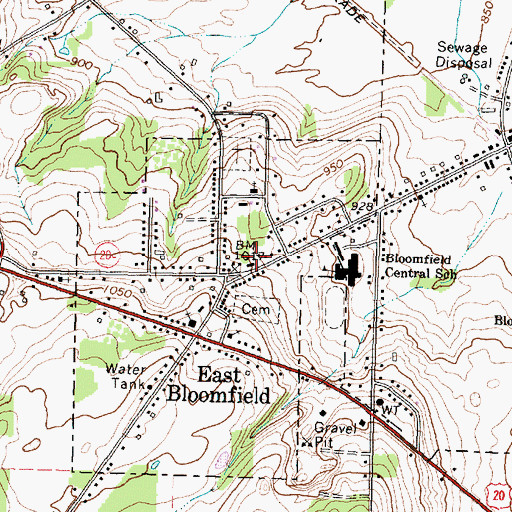 Topographic Map of East Bloomfield Fire Department, NY