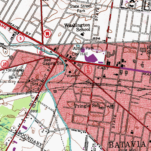Topographic Map of Batavia City Fire Department, NY