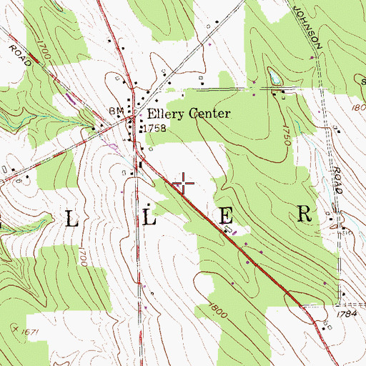 Topographic Map of Ellery Center Volunteer Fire Department, NY