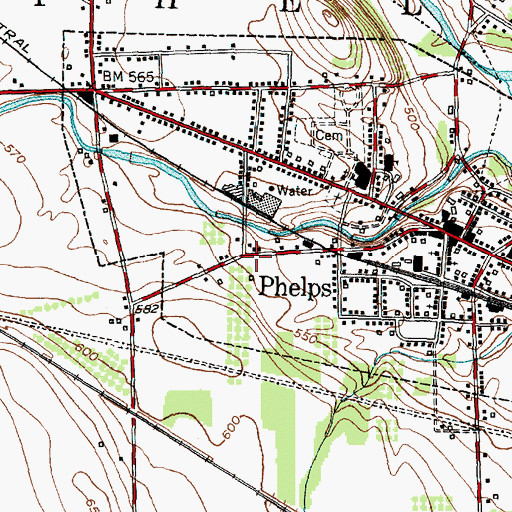 Topographic Map of Phelps Fire Department, NY