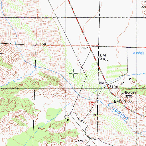 Topographic Map of Burges Canyon, CA