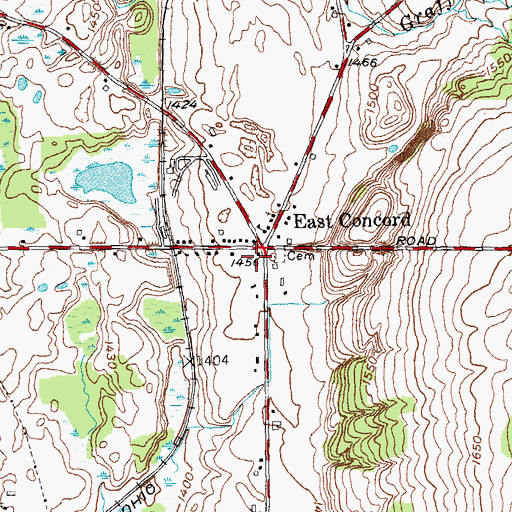 Topographic Map of East Concord Volunteer Fire Department, NY