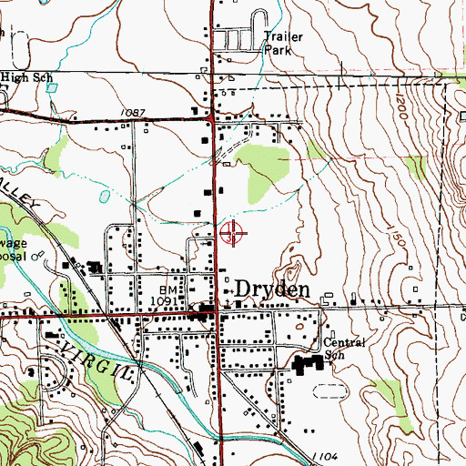 Topographic Map of Dryden Fire Department Neptune Hose Company, NY