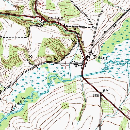 Topographic Map of Potter Volunteer Fire Department, NY