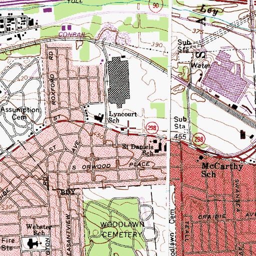 Topographic Map of Lyncourt Fire Department, NY