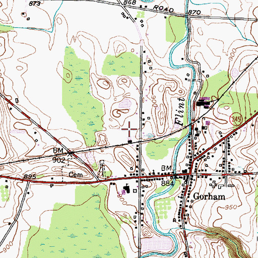 Topographic Map of Gorham Fire Department, NY