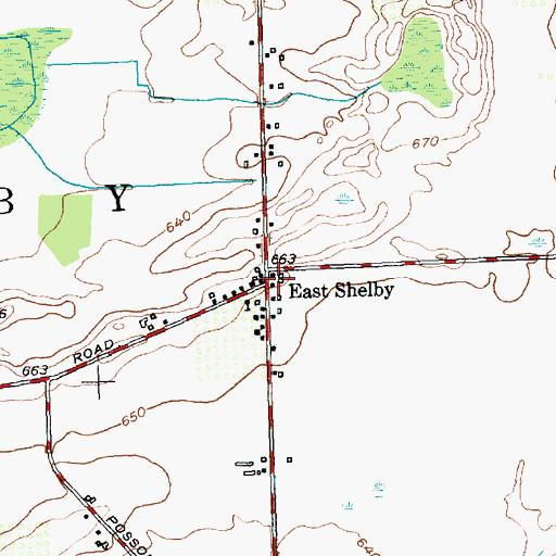 Topographic Map of East Shelby Volunteer Fire Company, NY