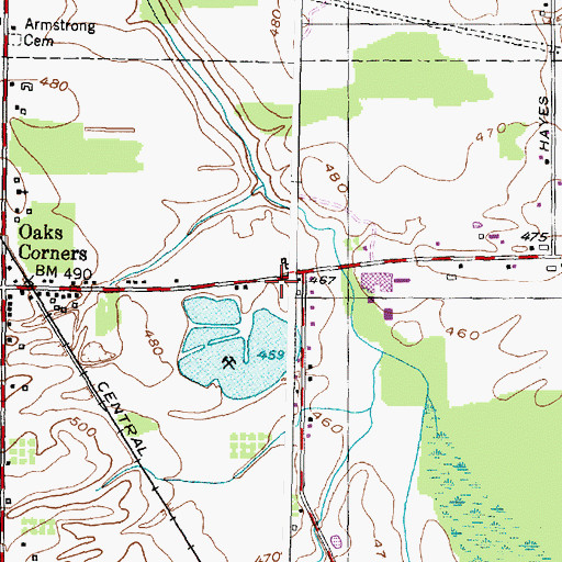 Topographic Map of Oaks Corners Fire Company, NY
