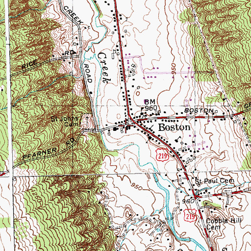 Topographic Map of Boston Volunteer Fire Company Station 1, NY