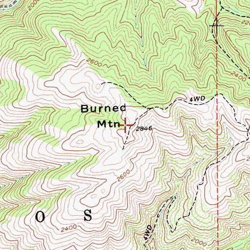 Topographic Map of Burned Mountain, CA