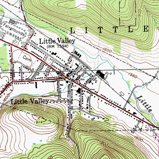 Topographic Map of Little Valley Volunteer Fire Department, NY