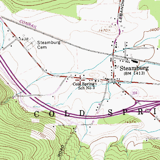 Topographic Map of Steamburg Fire Department, NY