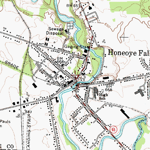 Topographic Map of Honeoye Falls Fire Department, NY