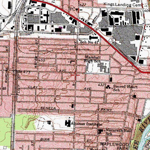 Topographic Map of Rochester Fire Department Engine 10, NY