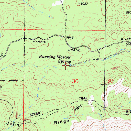 Topographic Map of Burning Moscow Spring, CA