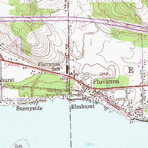 Topographic Map of Fluvanna Fire Department, NY