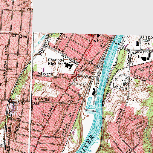 Topographic Map of Rochester Fire Department Engine 19, NY